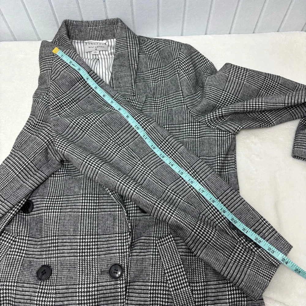 Nili Lotan for Target Long Overcoat Plaid Double Breasted‎ Black White Size XL